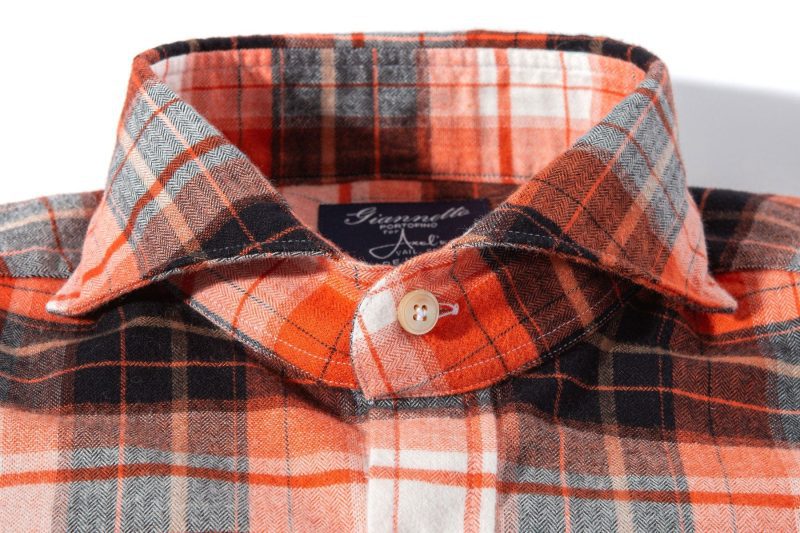 axels gp koryak brushed cotton check in orange navy mens shirts axels vail 40465489461482