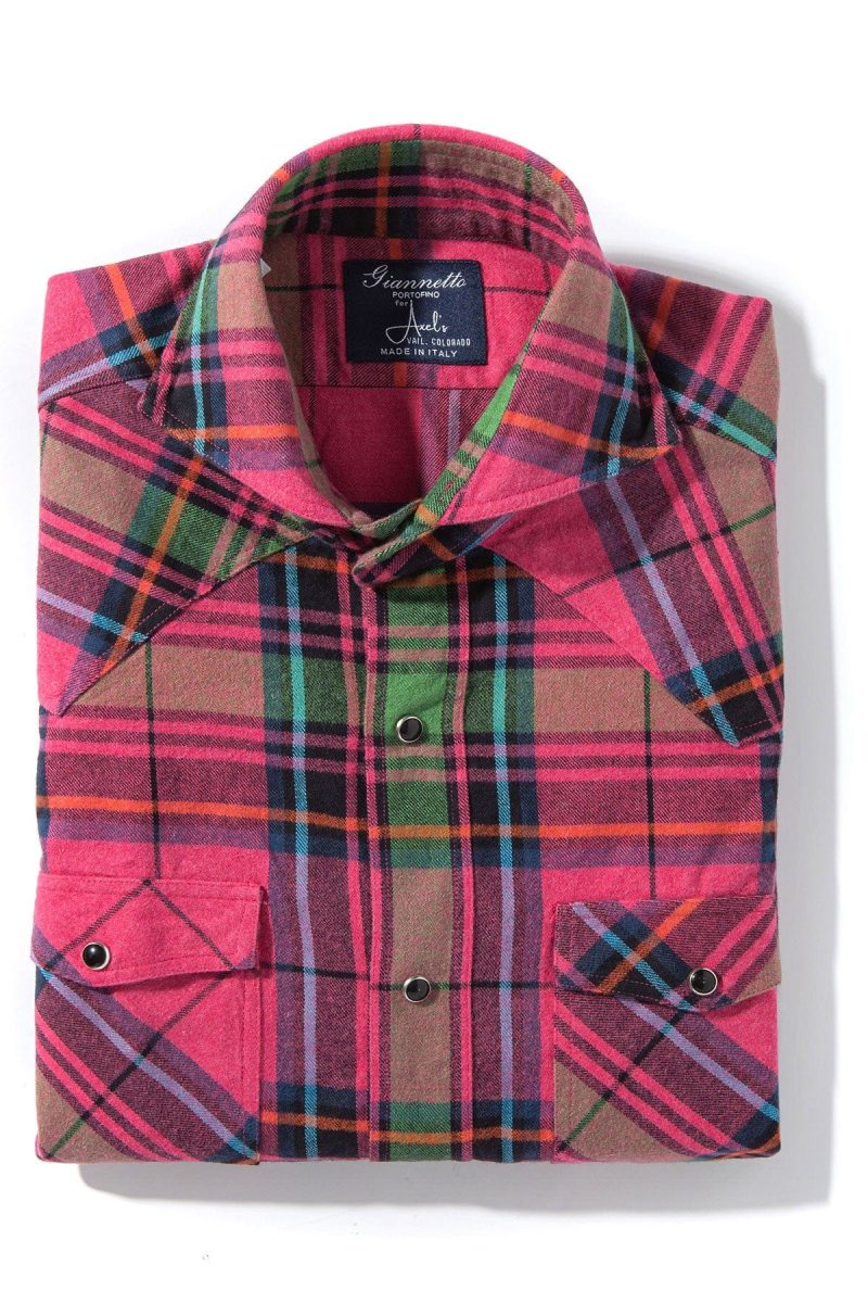 axels gp lena brushed cotton check in pink mens shirts axels vail 40526942077162