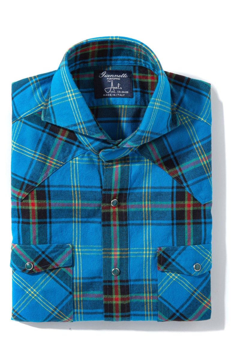 axels gp lena brushed cotton check in royal mens shirts axels vail 40526942437610