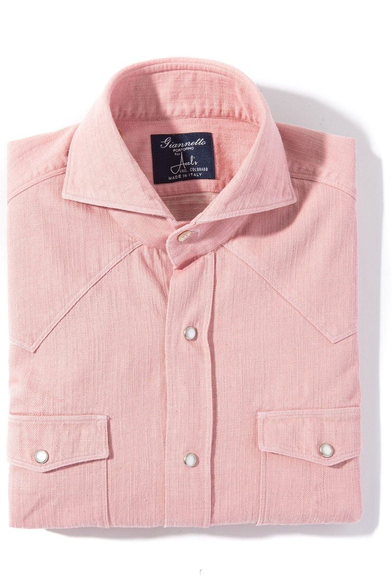 axels gp lourmarin denim shirt in pink mens shirts axels vail 39205500190954