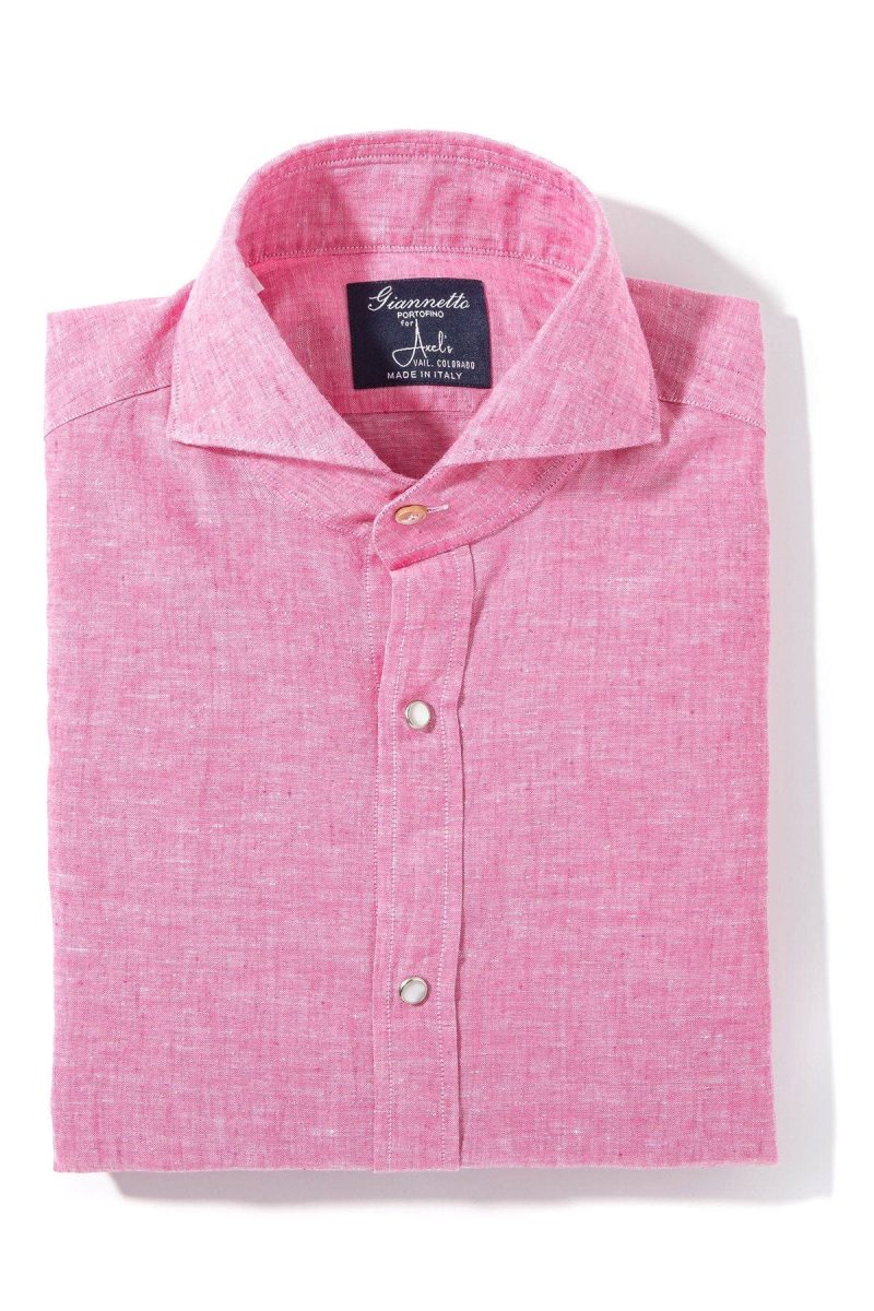 axels gp mach linen cotton shirt in pink mens shirts axels vail 39894820618474