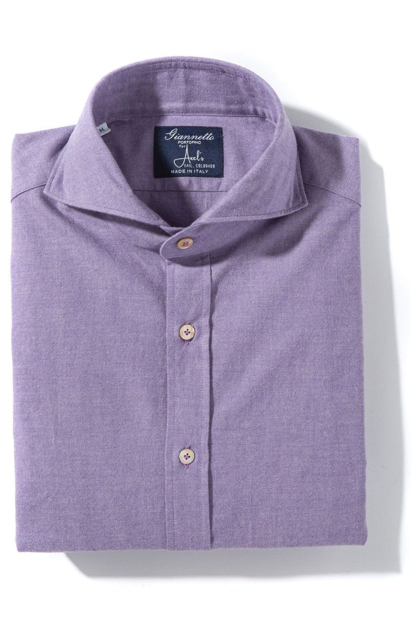 axels gp stanovoy solid brushed cotton shirt in purple mens shirts axels vail 40526942961898