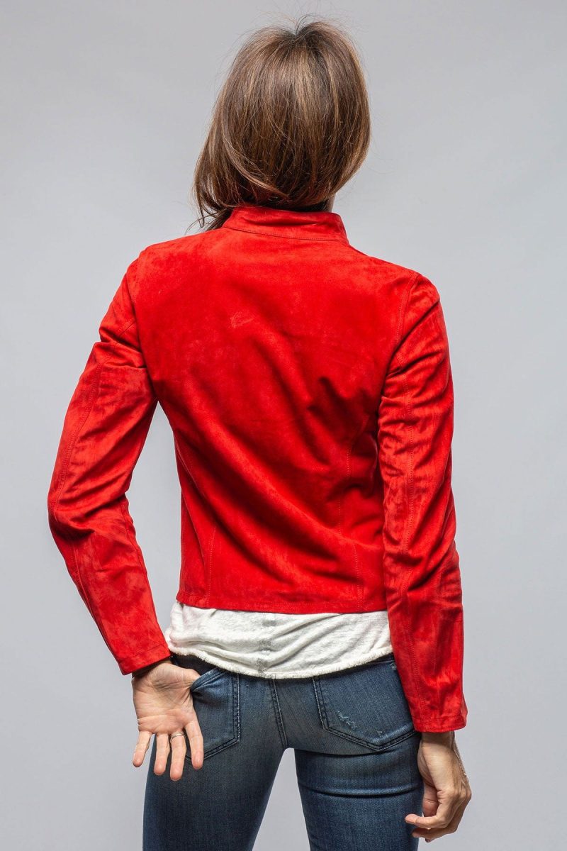 axels helen suede short jacket in rossa ladies outerwear leather axels vail 40591338045674