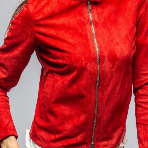 axels helen suede short jacket in rossa ladies outerwear leather axels vail 40591338143978