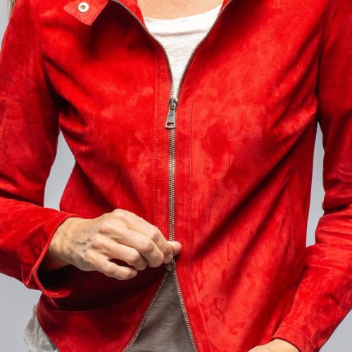 axels helen suede short jacket in rossa ladies outerwear leather axels vail 40591338373354