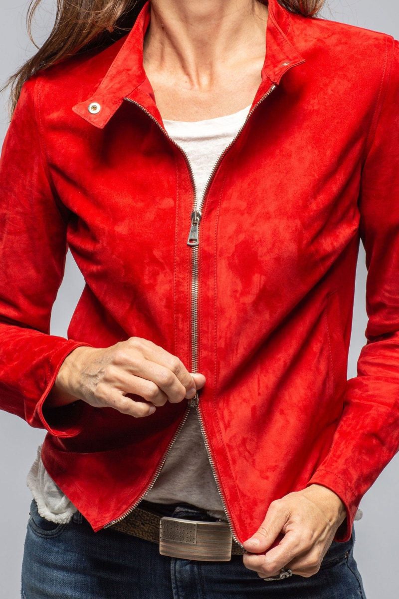 axels helen suede short jacket in rossa ladies outerwear leather axels vail 40591338373354