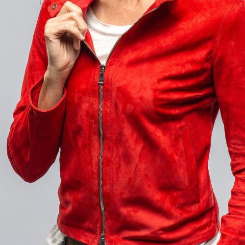 axels helen suede short jacket in rossa ladies outerwear leather axels vail 40591338602730