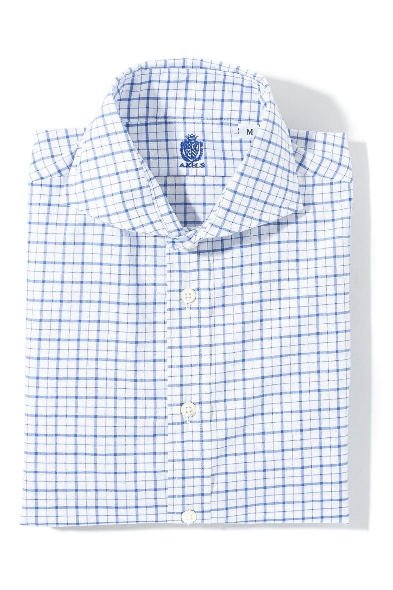 axels is panamera cotton check shirt in blue mens shirts axels vail 39401823404266