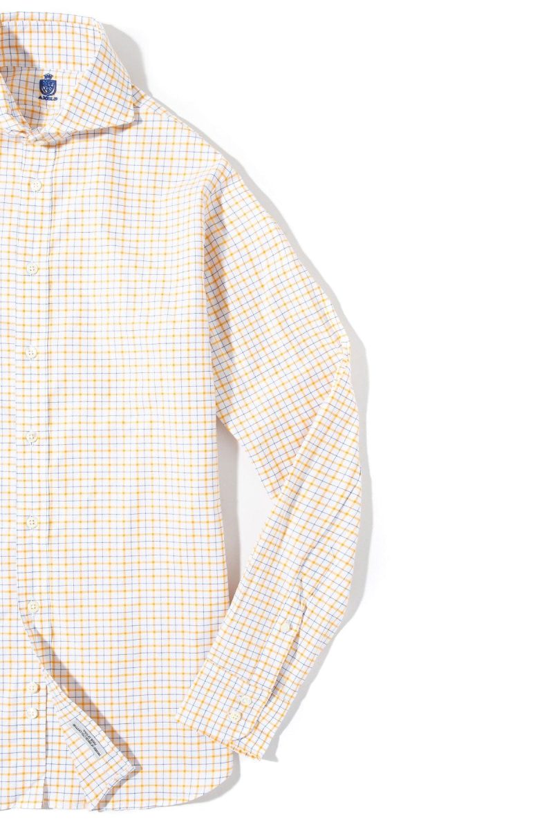 axels is panamera cotton check shirt in yellow w blue mens shirts axels vail 39401824485610