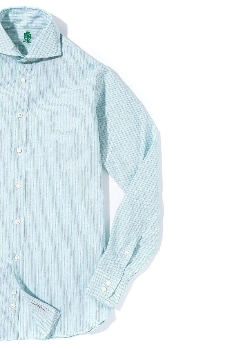 axels is taycan cotton linen shirt in green mens shirts axels vail 39391291015402