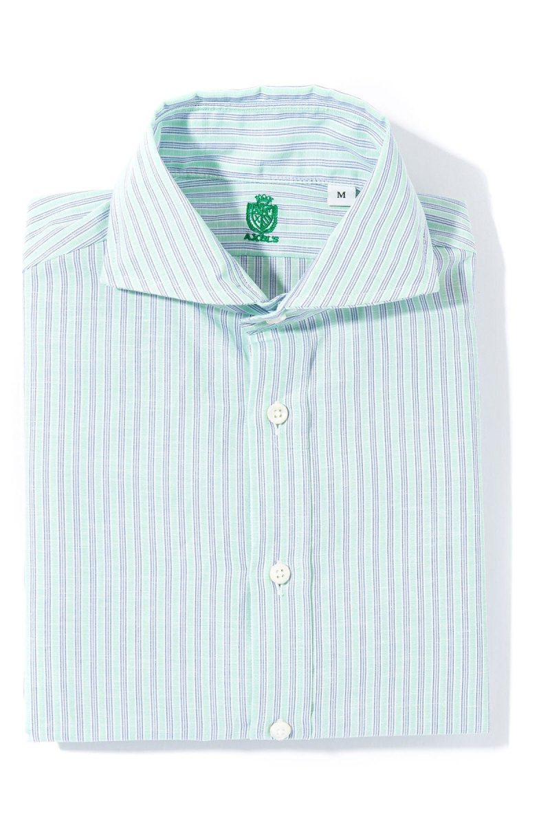 axels is taycan cotton linen shirt in green mens shirts axels vail 39391291146474