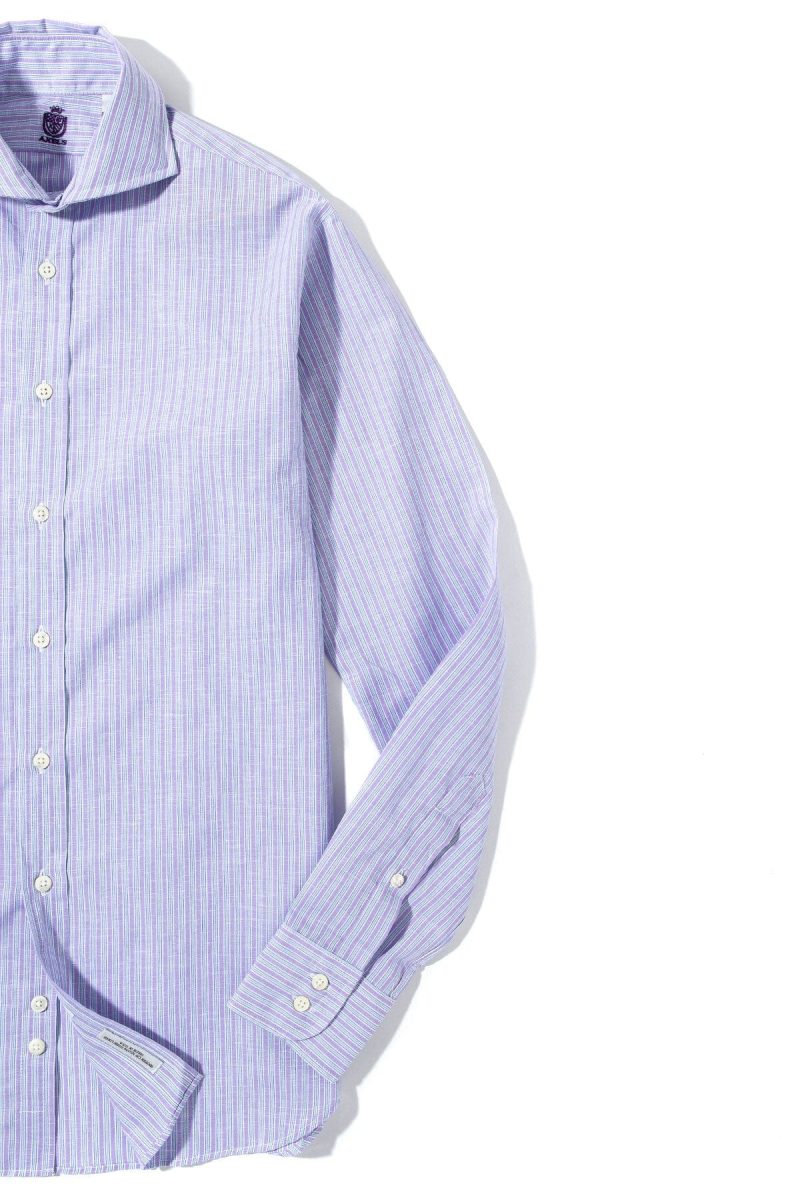 axels is taycan cotton linen shirt in purple mens shirts axels vail 39401824780522