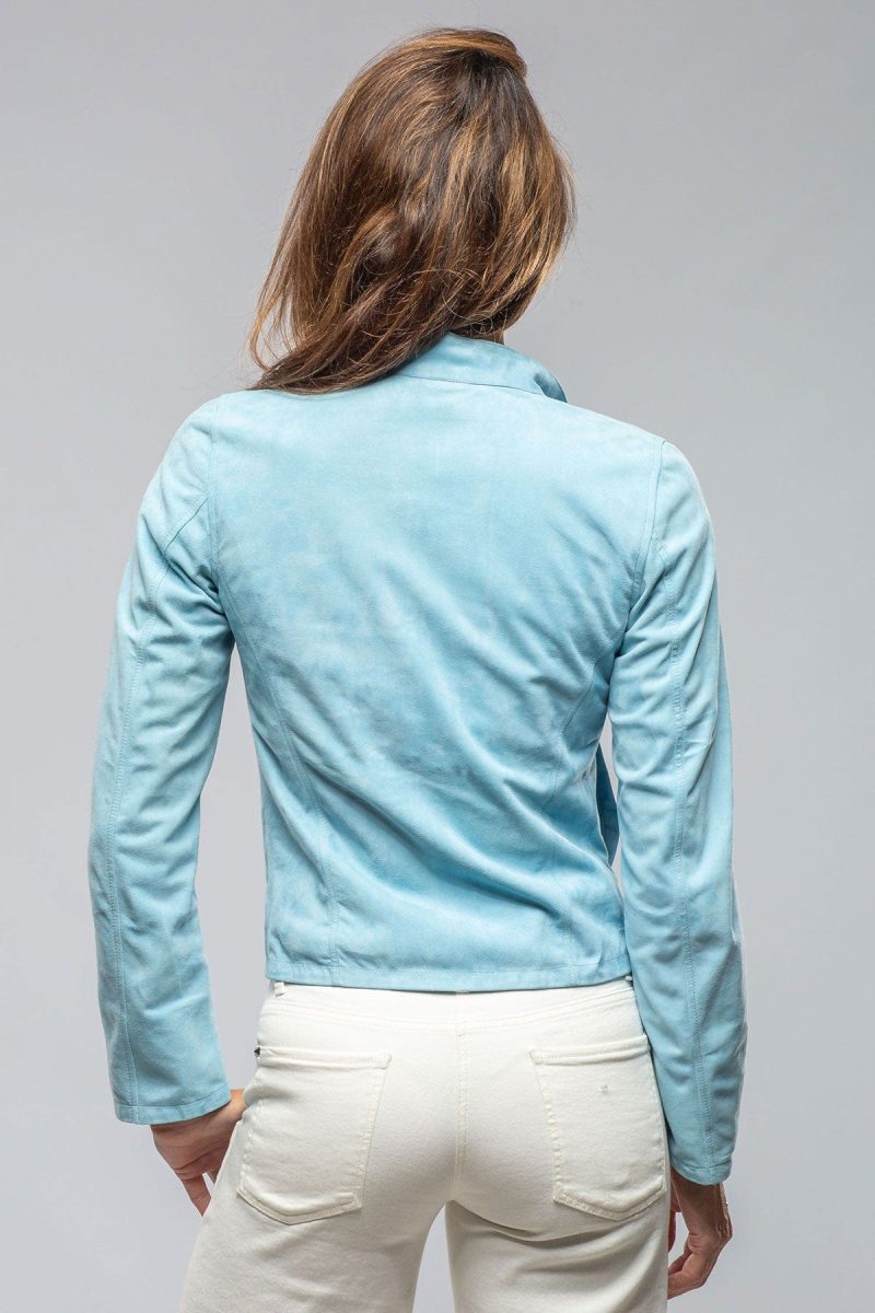 axels parigi suede jacket in light blue ladies outerwear leather axels vail 40312384323818