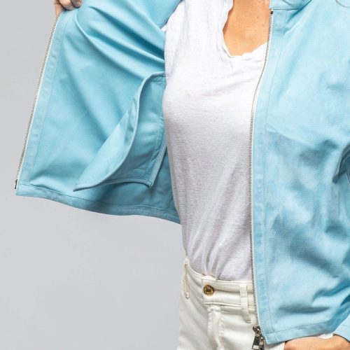 axels parigi suede jacket in light blue ladies outerwear leather axels vail 40312384651498