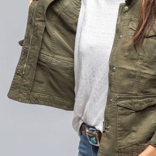 axels premium denim beale cotton linen jacket in army ladies outerwear cloth axels vail 40081033134314