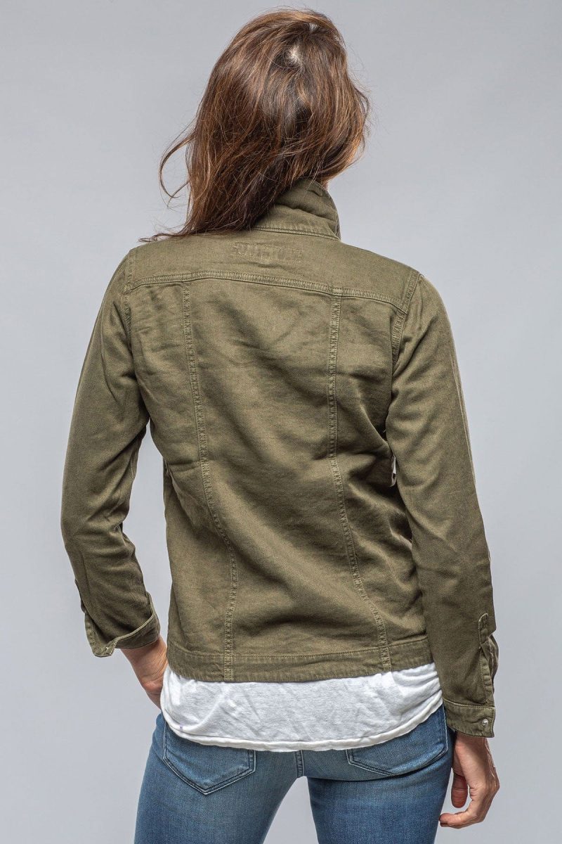 axels premium denim beale cotton linen jacket in army ladies outerwear cloth axels vail 40081033199850