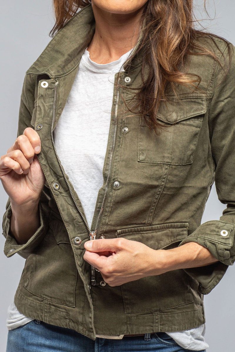 axels premium denim beale cotton linen jacket in army ladies outerwear cloth axels vail 40081033265386