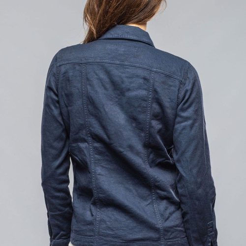 axels premium denim beale cotton linen jacket in navy ladies outerwear cloth axels vail 40081052532970