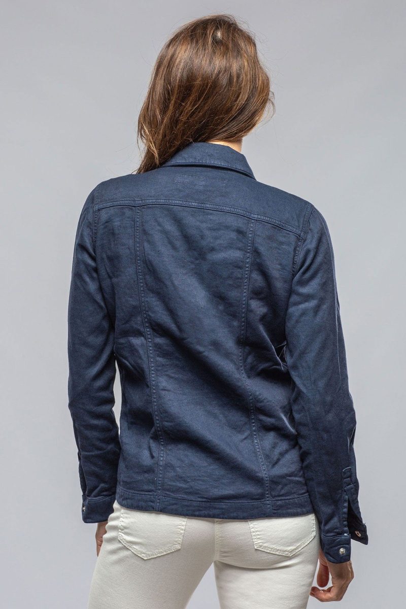 axels premium denim beale cotton linen jacket in navy ladies outerwear cloth axels vail 40081052532970