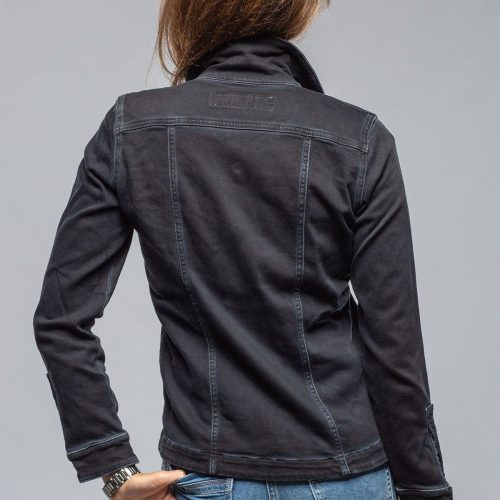 axels premium denim beale over dyed denim jacket in nero ladies outerwear cloth axels vail 40307903463658