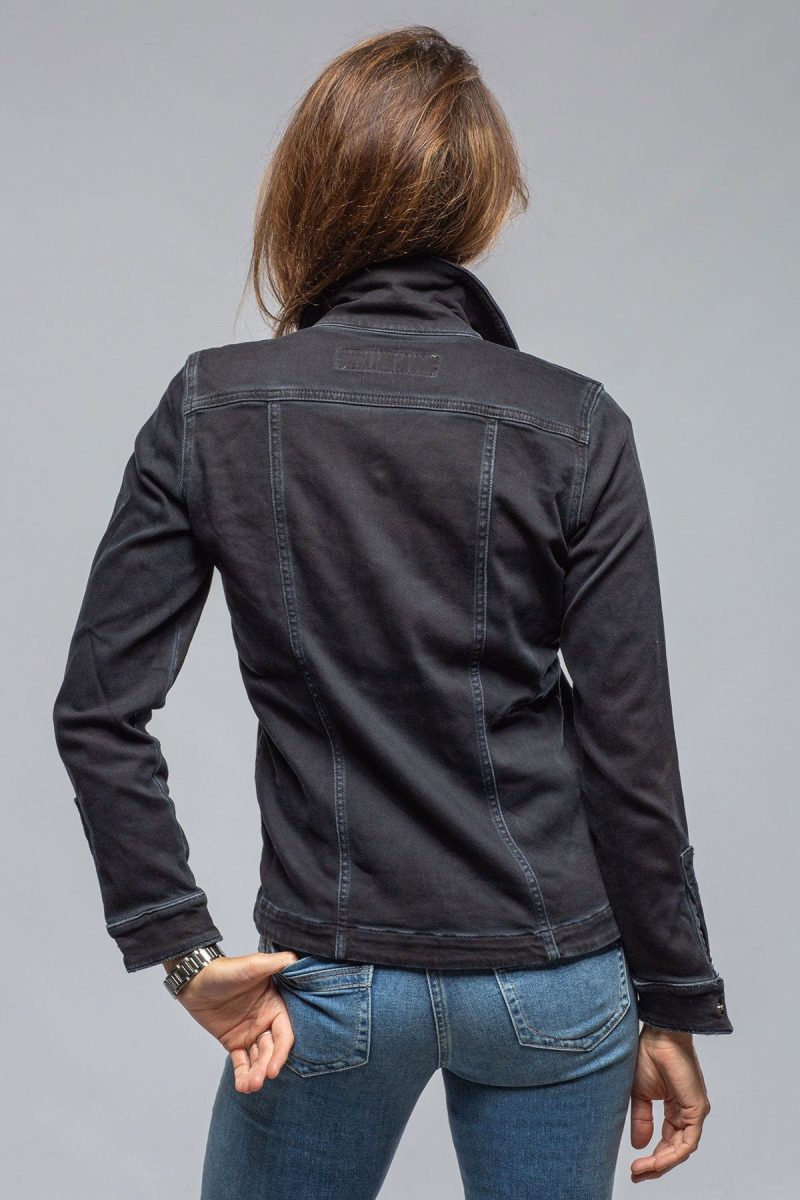 axels premium denim beale over dyed denim jacket in nero ladies outerwear cloth axels vail 40307903463658