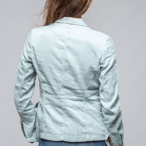 axels premium denim chama cotton linen washed blazer jacket in blue ice ladies outerwear cloth axels vail 40081074847978