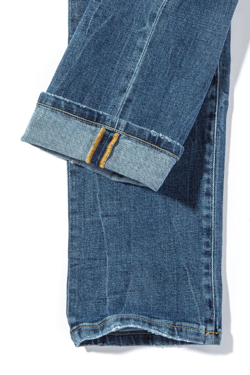 axels premium denim kingman denim with worn edges in mid blue mens pants 5 pocket axels vail 38990239432938