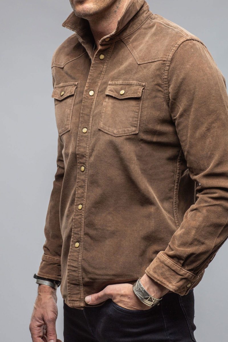 axels premium denim prime western corduroy snap shirt in liquirizia mens shirts axels vail 40616008581354