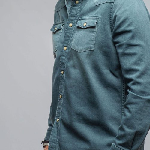 axels premium denim ranger colored denim snap shirt in ottanio mens shirts axels vail 40562158895338