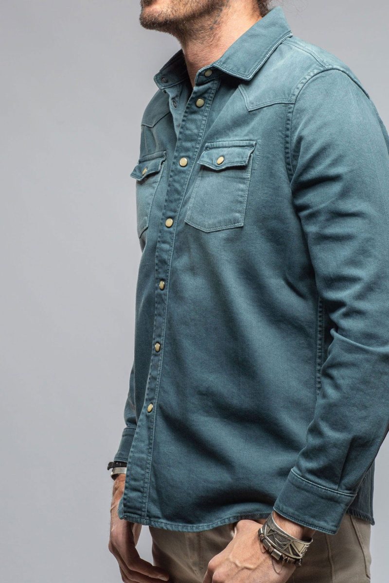 axels premium denim ranger colored denim snap shirt in ottanio mens shirts axels vail 40562158895338