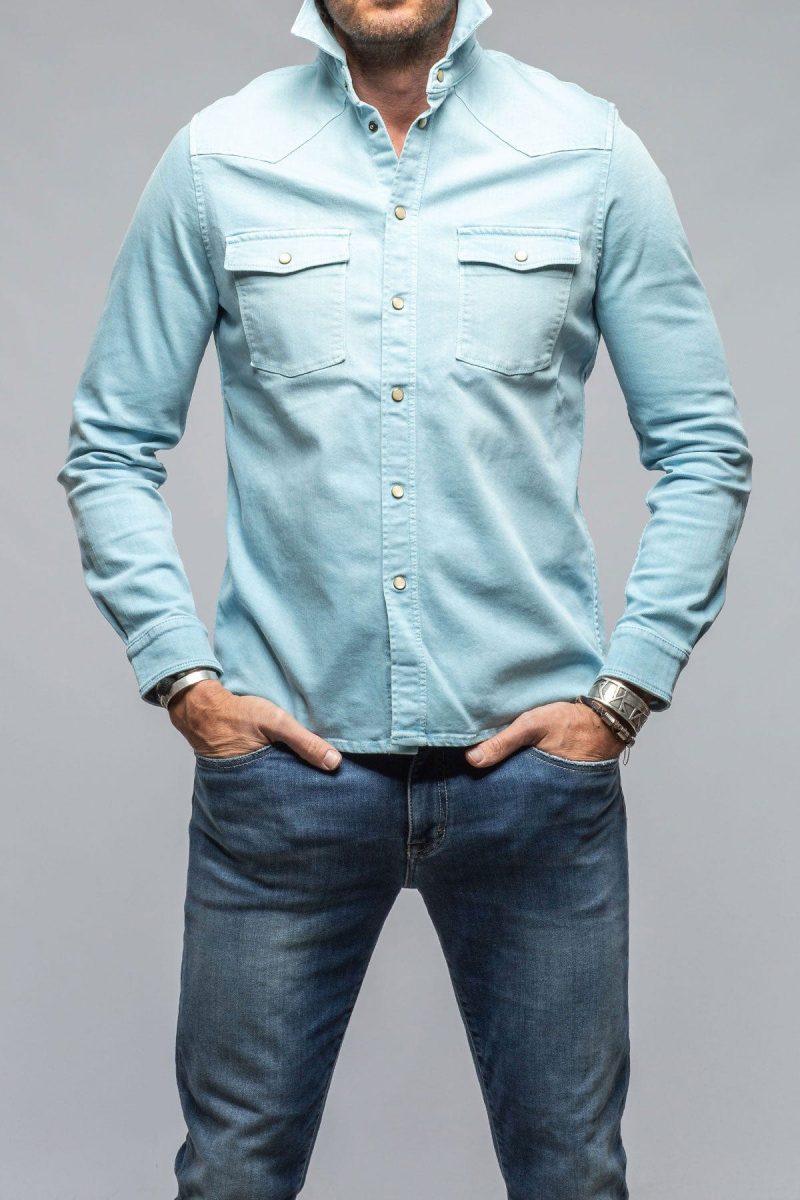 axels premium denim ranger colored denim snap shirt in pervinka mens shirts axels vail 40560509321450