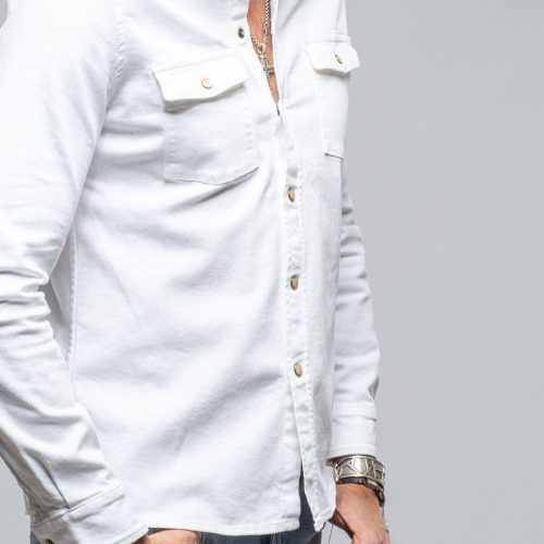 axels premium denim ranger colored denim snap shirt in white mens shirts axels vail 40560509223146