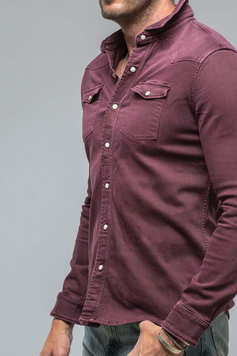 axels premium denim ranger denim snap shirt in bordeaux mens shirts axels vail 38526979801322