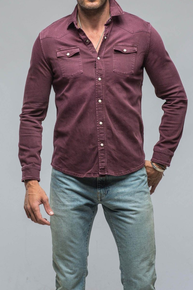 axels premium denim ranger denim snap shirt in bordeaux mens shirts axels vail 38526979834090