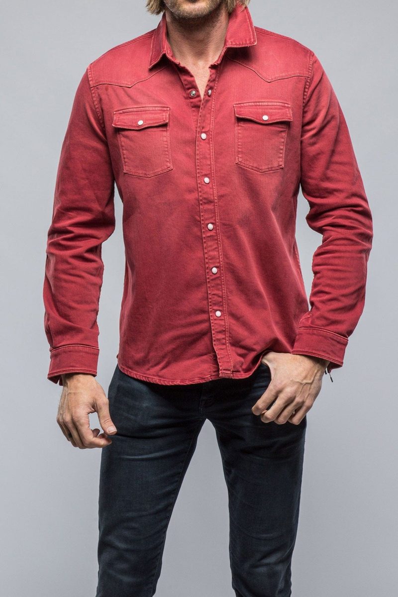 axels premium denim ranger denim snap shirt in cherry mens shirts axels vail 38835424395498