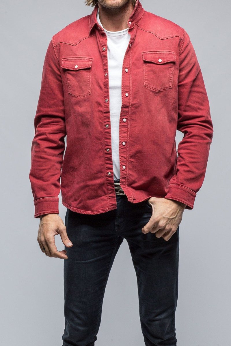 axels premium denim ranger denim snap shirt in cherry mens shirts axels vail 38835424493802