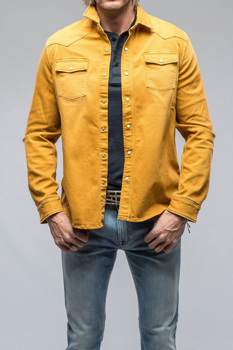 axels premium denim ranger denim snap shirt in curcuma mens shirts axels vail 38819075129578