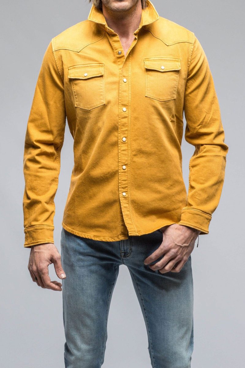 axels premium denim ranger denim snap shirt in curcuma mens shirts axels vail 38819075162346