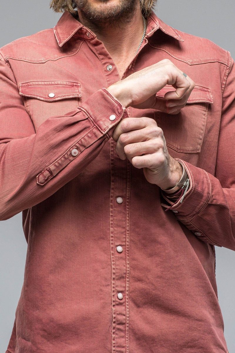 axels premium denim ranger denim snap shirt in terracotta mens shirts axels vail 38900958560490