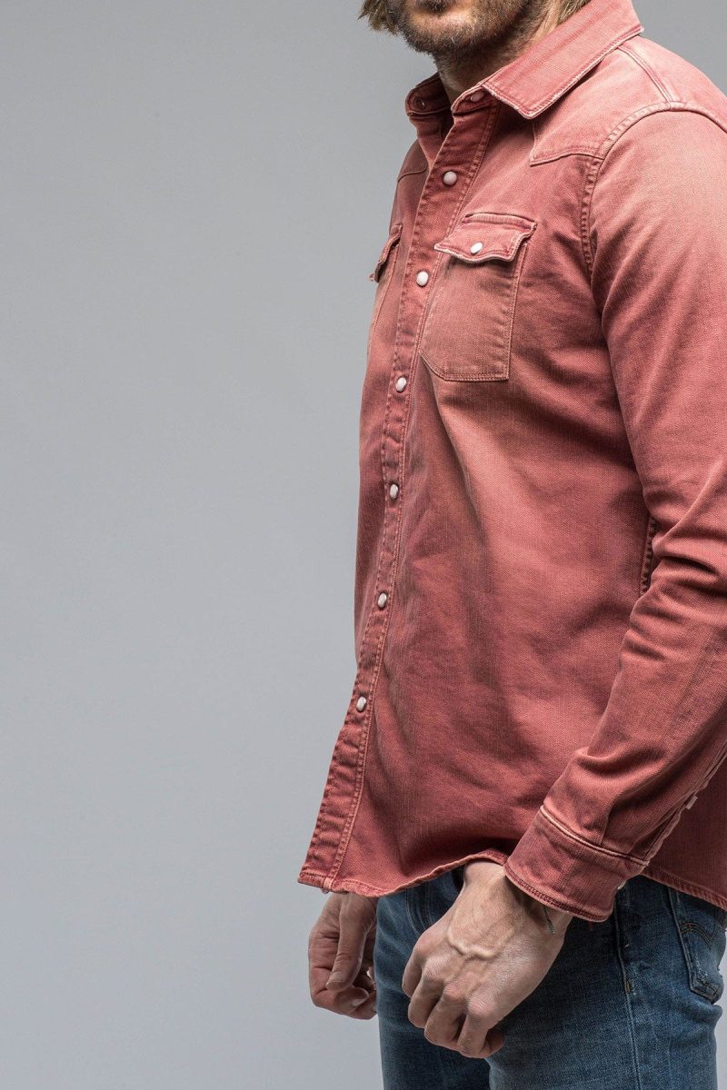 axels premium denim ranger denim snap shirt in terracotta mens shirts axels vail 38900958626026