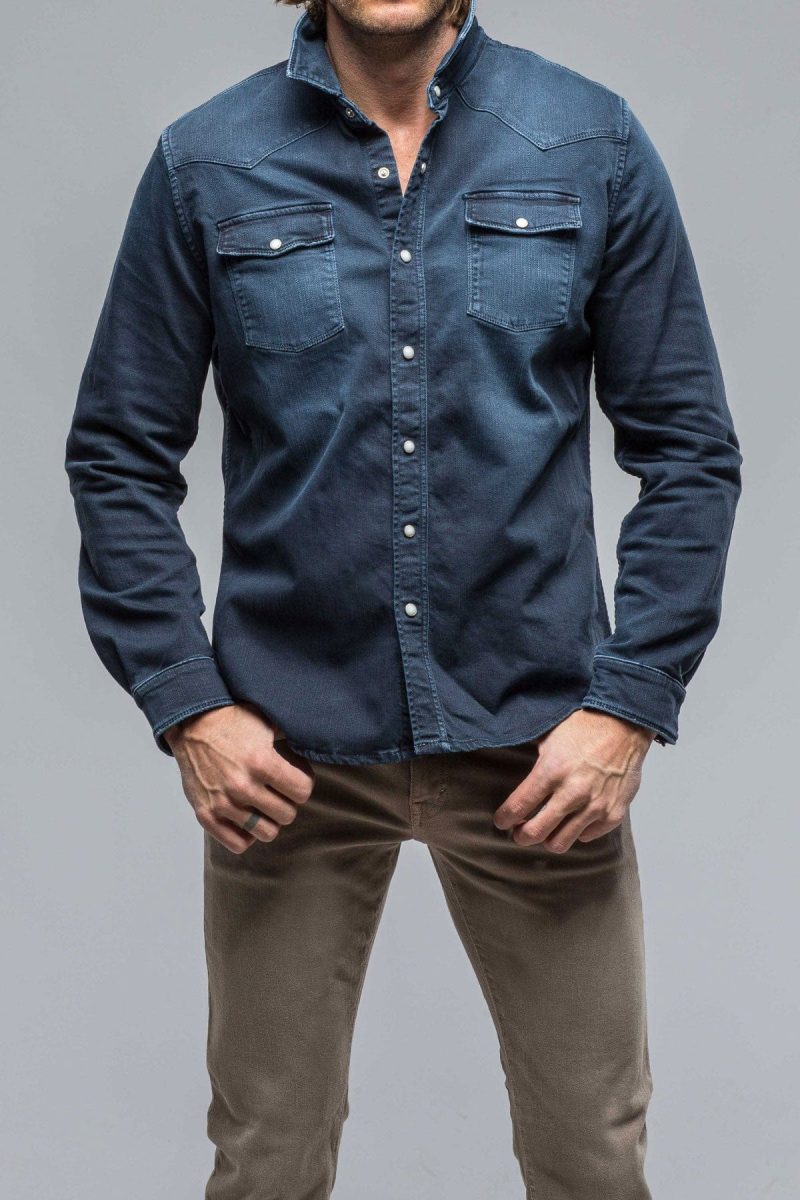 axels premium denim ranger snap shirt in blue navy mens shirts axels vail 38859427086570