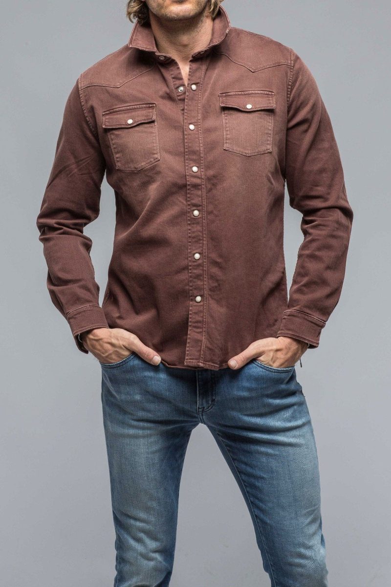 axels premium denim ranger snap shirt in mogano mens shirts axels vail 38859420172522