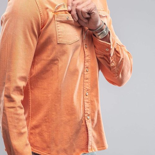 axels premium denim ranger snap shirt in tangerine mens shirts axels vail 28205866516669