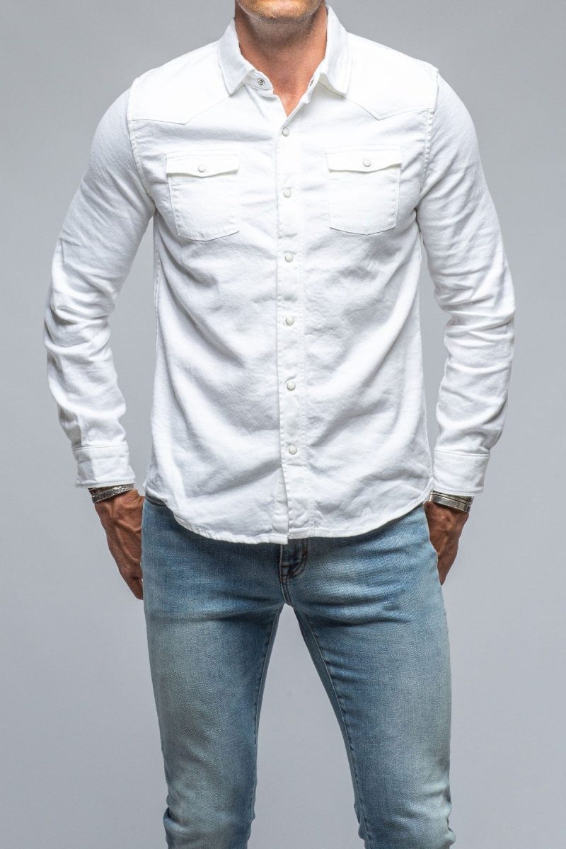 axels premium denim sullivan linen cotton snap shirt in white mens shirts axels vail 39288142823658