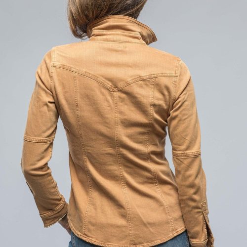 axels premium denim sweetwater denim shirt in cognac ladies tops axels vail 38539056021738