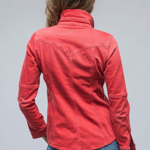 axels premium denim sweetwater denim shirt in corallo ladies tops axels vail 38539033444586