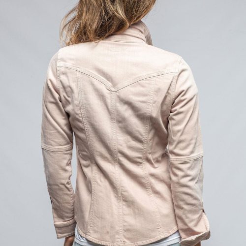 axels premium denim sweetwater denim shirt in light sand ladies tops axels vail 37368226480362