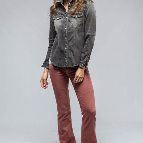 axels premium denim sweetwater denim shirt in mid grey ladies tops axels vail 38801913053418