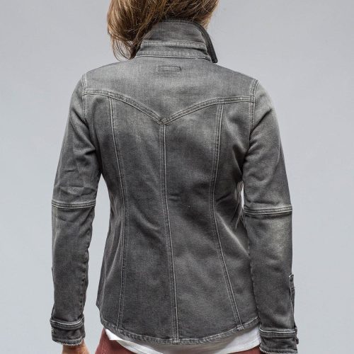 axels premium denim sweetwater denim shirt in mid grey ladies tops axels vail 38801913086186