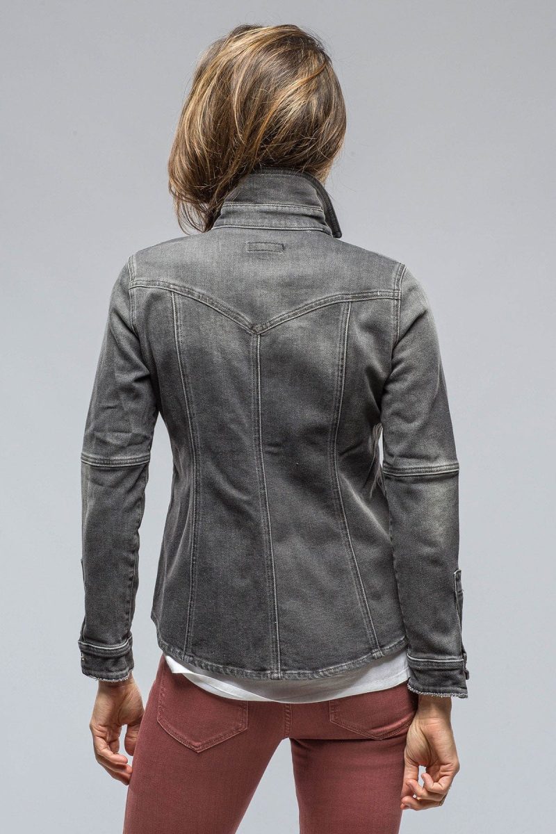 axels premium denim sweetwater denim shirt in mid grey ladies tops axels vail 38801913086186